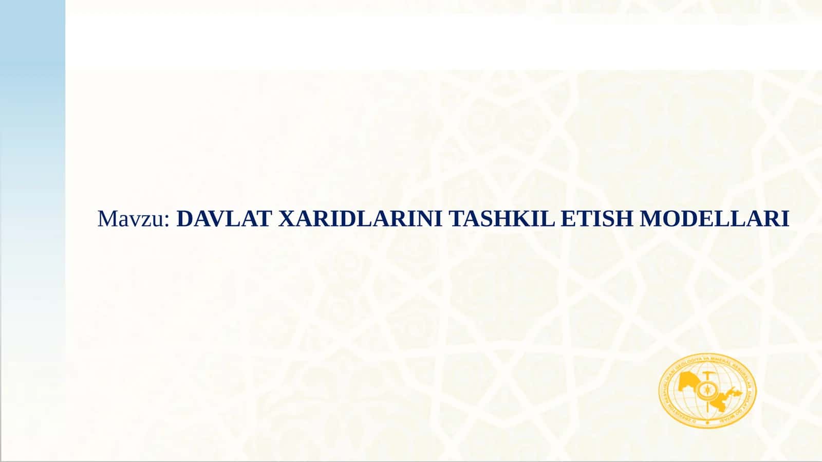 DAVLAT XARIDLARINI TASHKIL ETISH MODELLARI 1