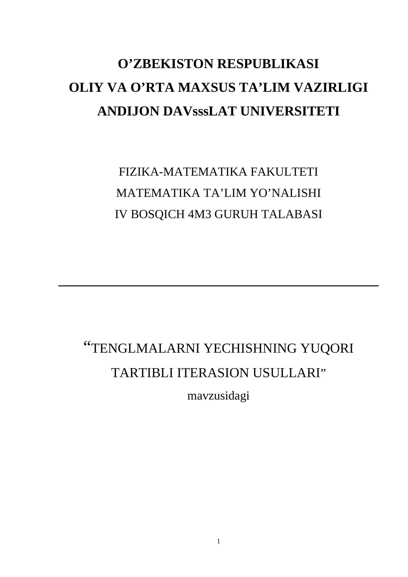 Iteratsion Usullar 1