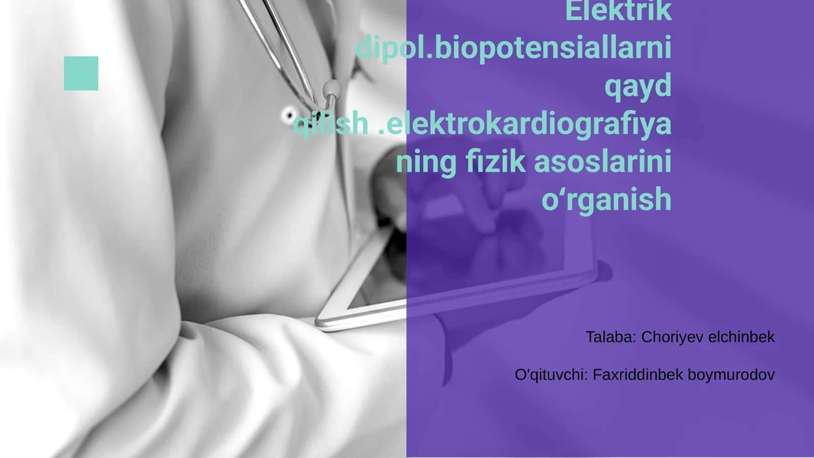 Elektrik Dipol va Biopotensiallar 1