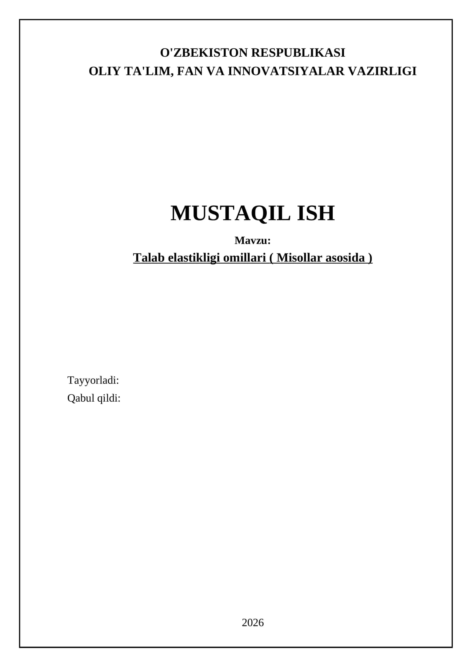 Talab elastikligi omillari ( Misollar asosida ) 1