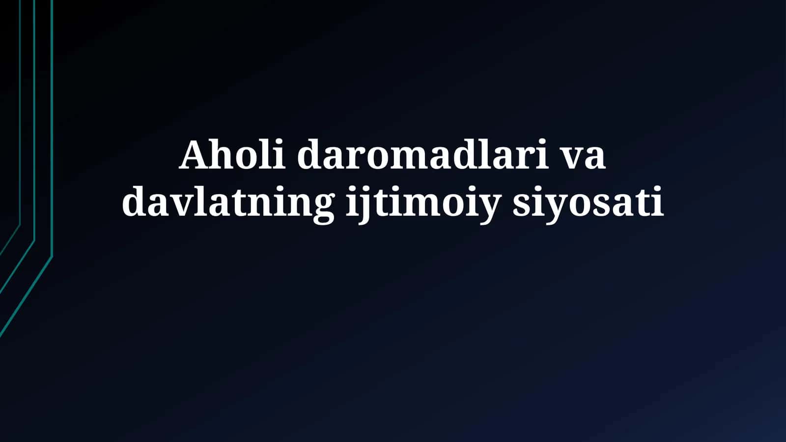 Aholi daromadlari taqsimoti va daromad tengsizligi 1