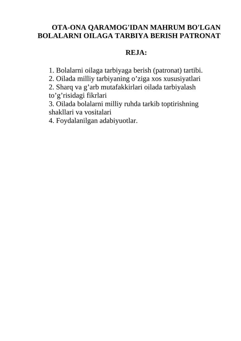 Bolalarni oilaga tarbiyaga berish patronat 1