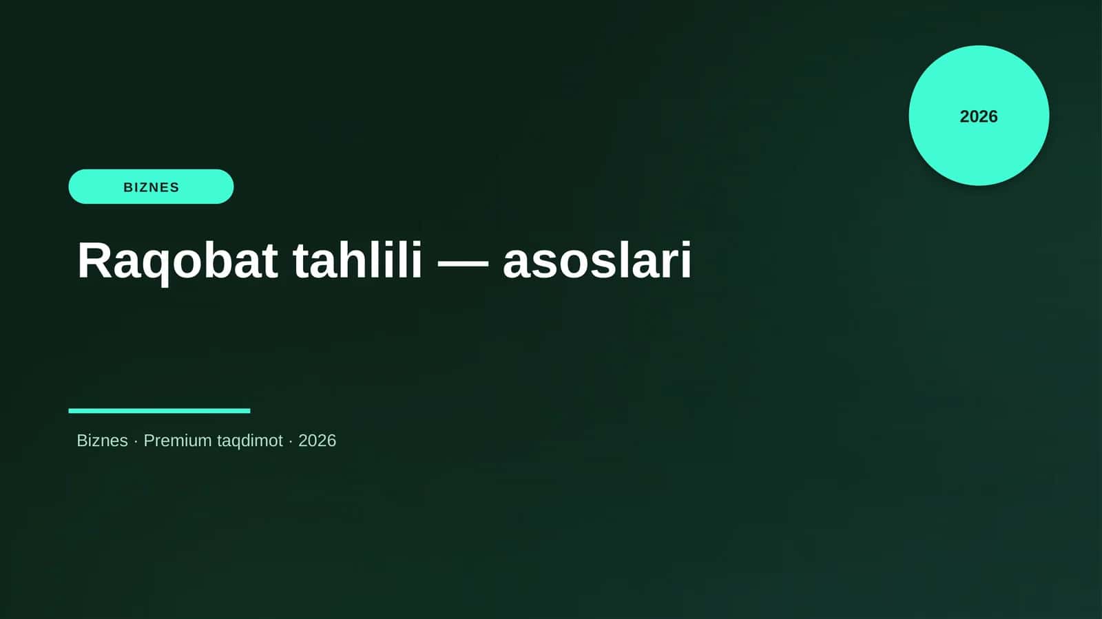 Raqobat tahlili — asoslari 1