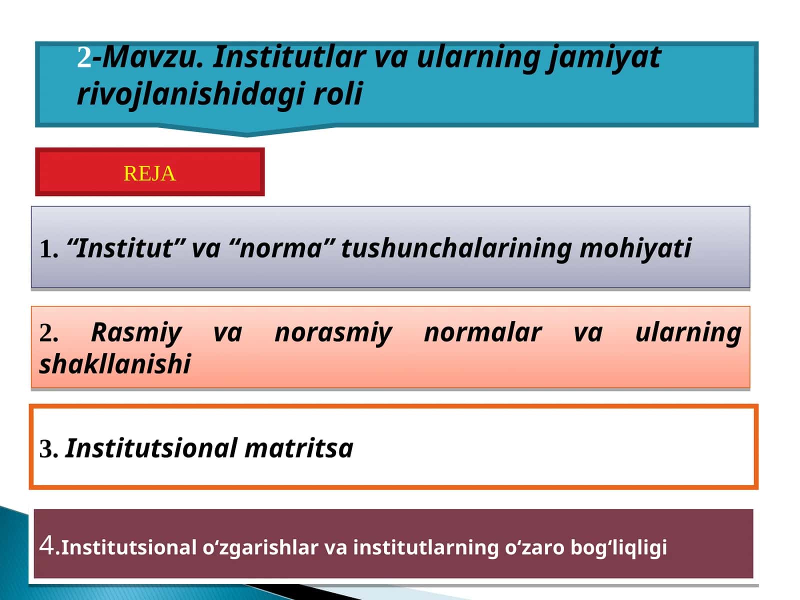 Institutlar va ularning jamiyat rivojlanishidagi roli 1