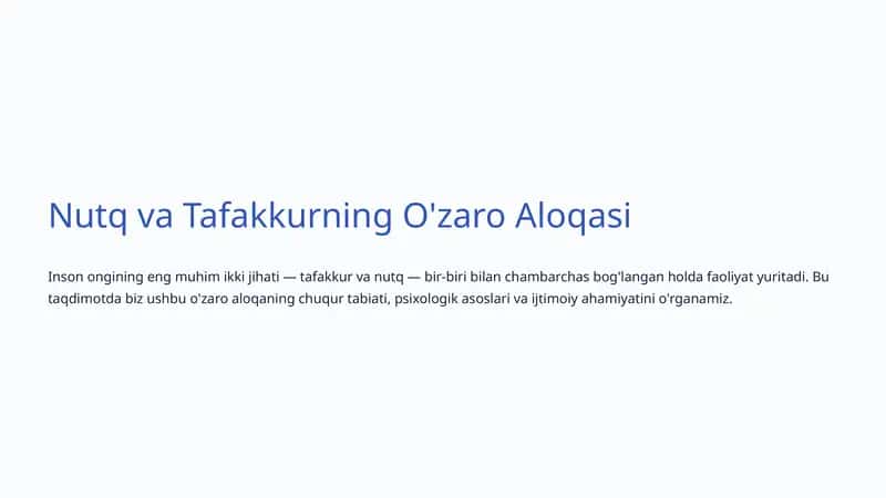 Nutq va Tafakkurning O'zaro Aloqasi 1