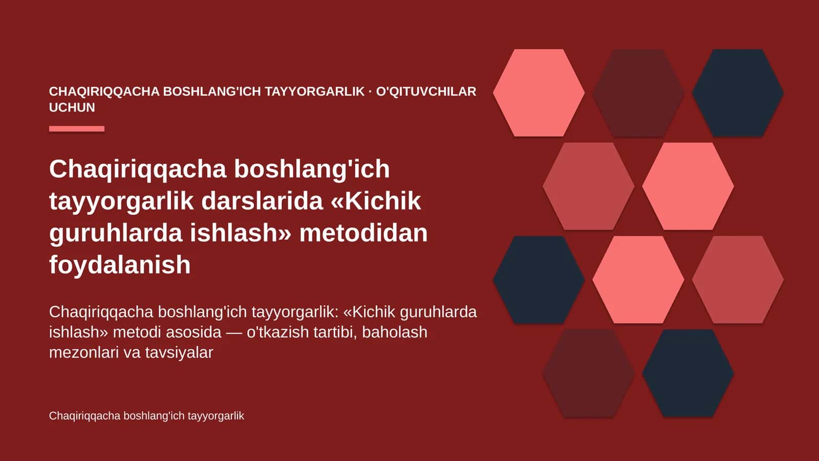chaqiriqqacha boshlang'ich tayyorgarlik darslarida kichik guruhlarda ishlash metodidan foydalanish 1724 1