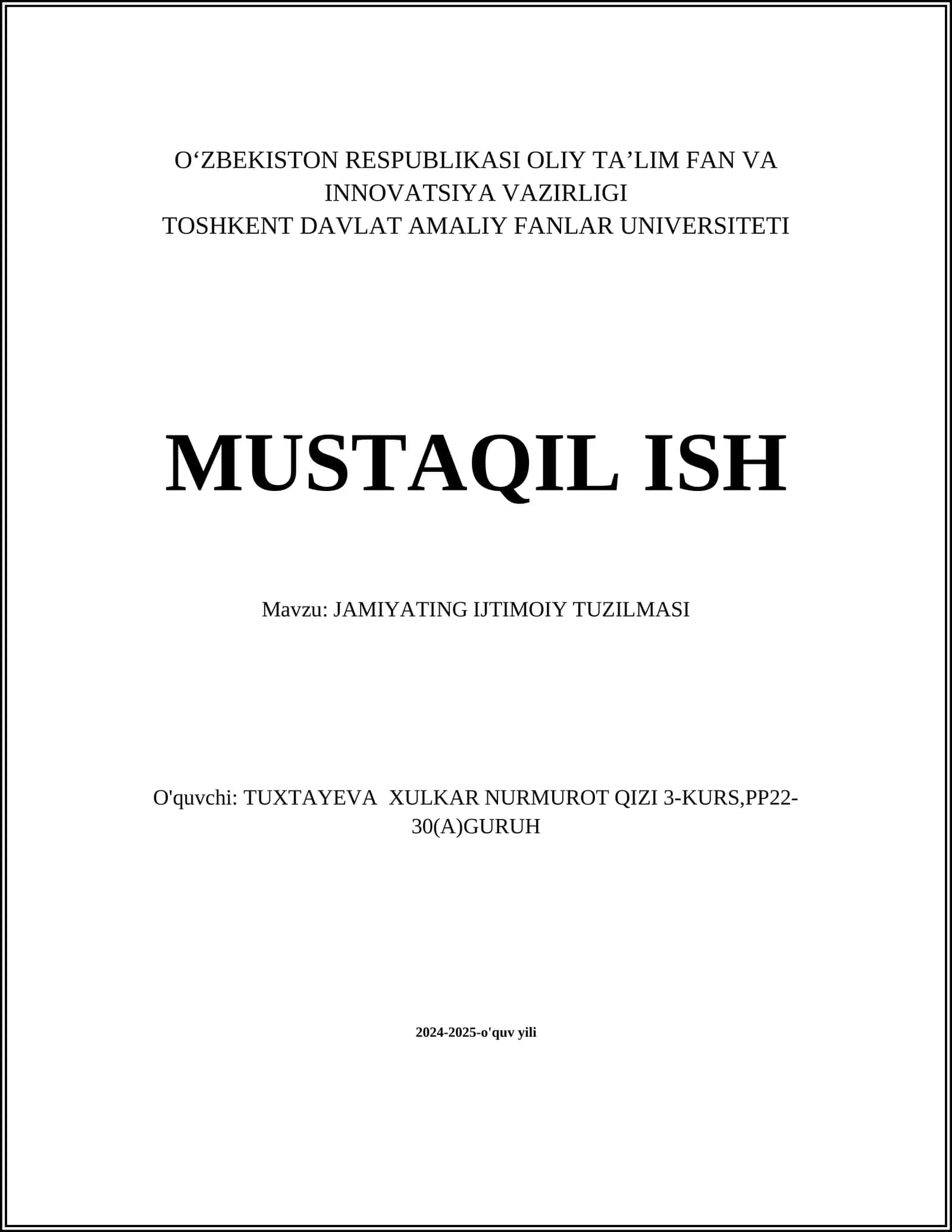 JAMIYATING IJTIMOIY TUZILMASI 1