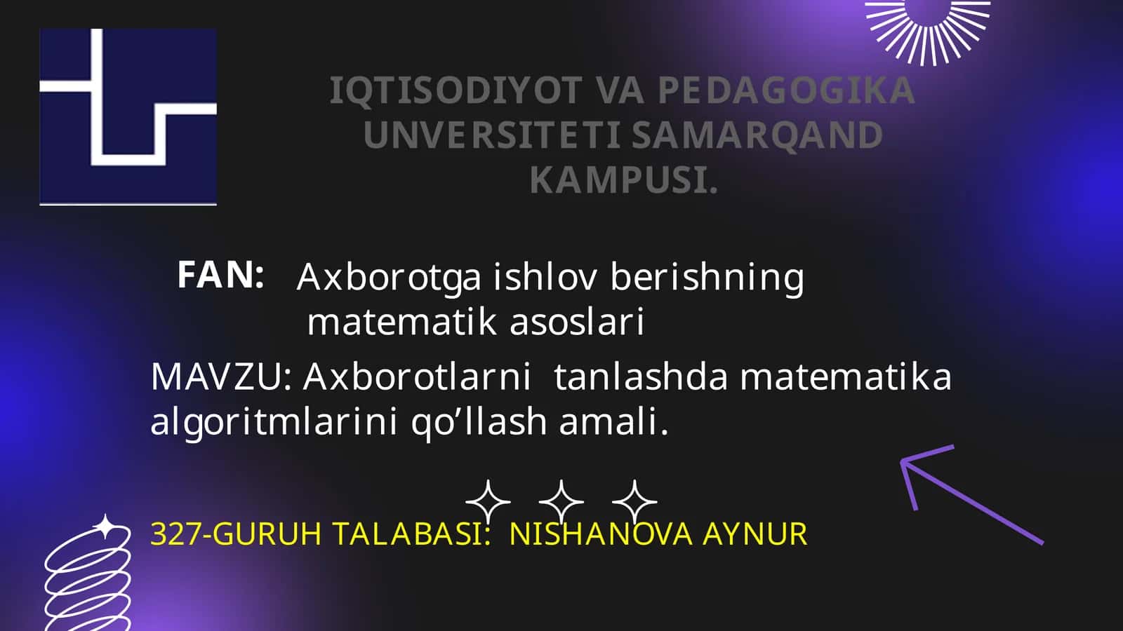 Axborotgaishlovberishning matematikasoslari 1