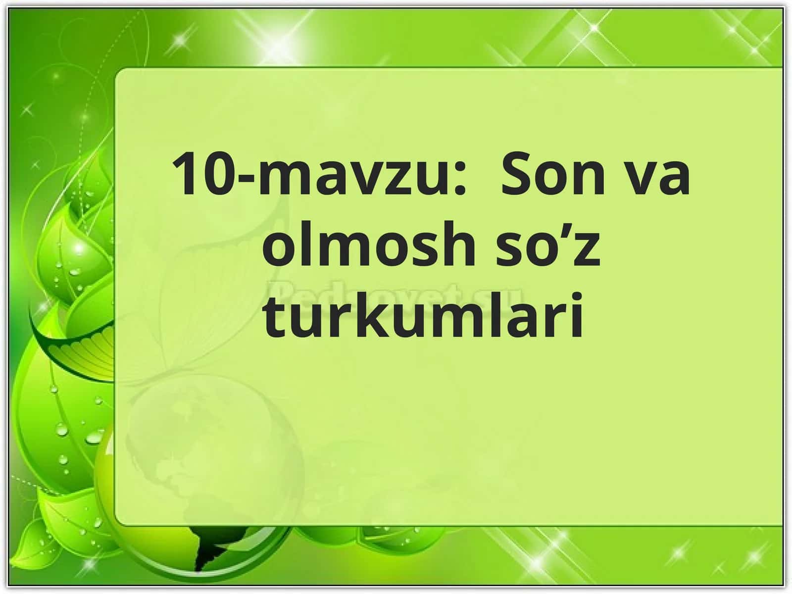10-mavzu: Son va olmosh so’z turkumlari 1