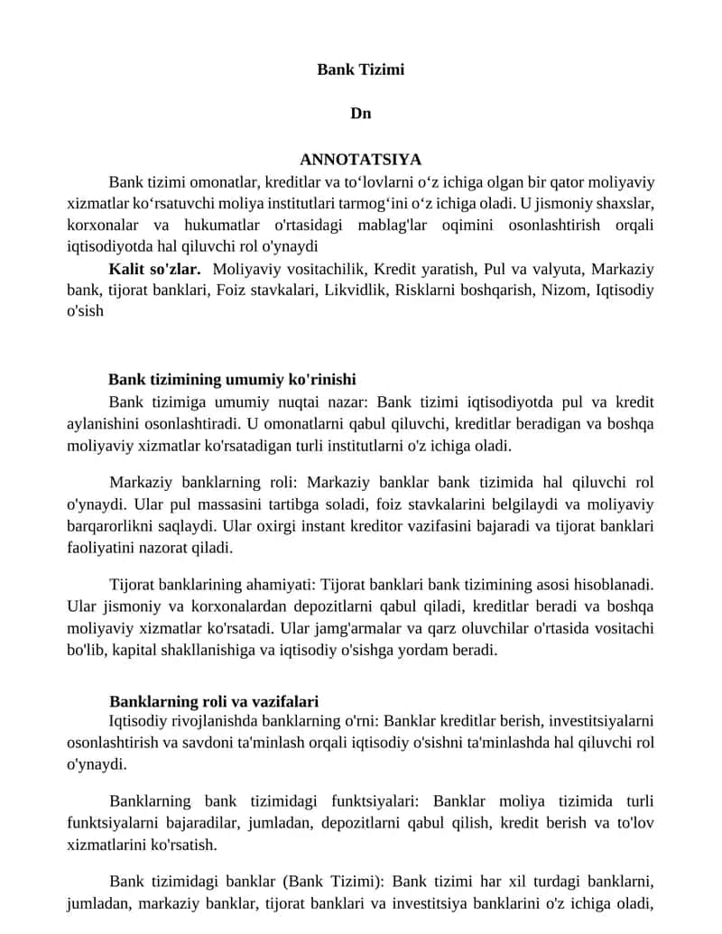 Bank Tizimi 1
