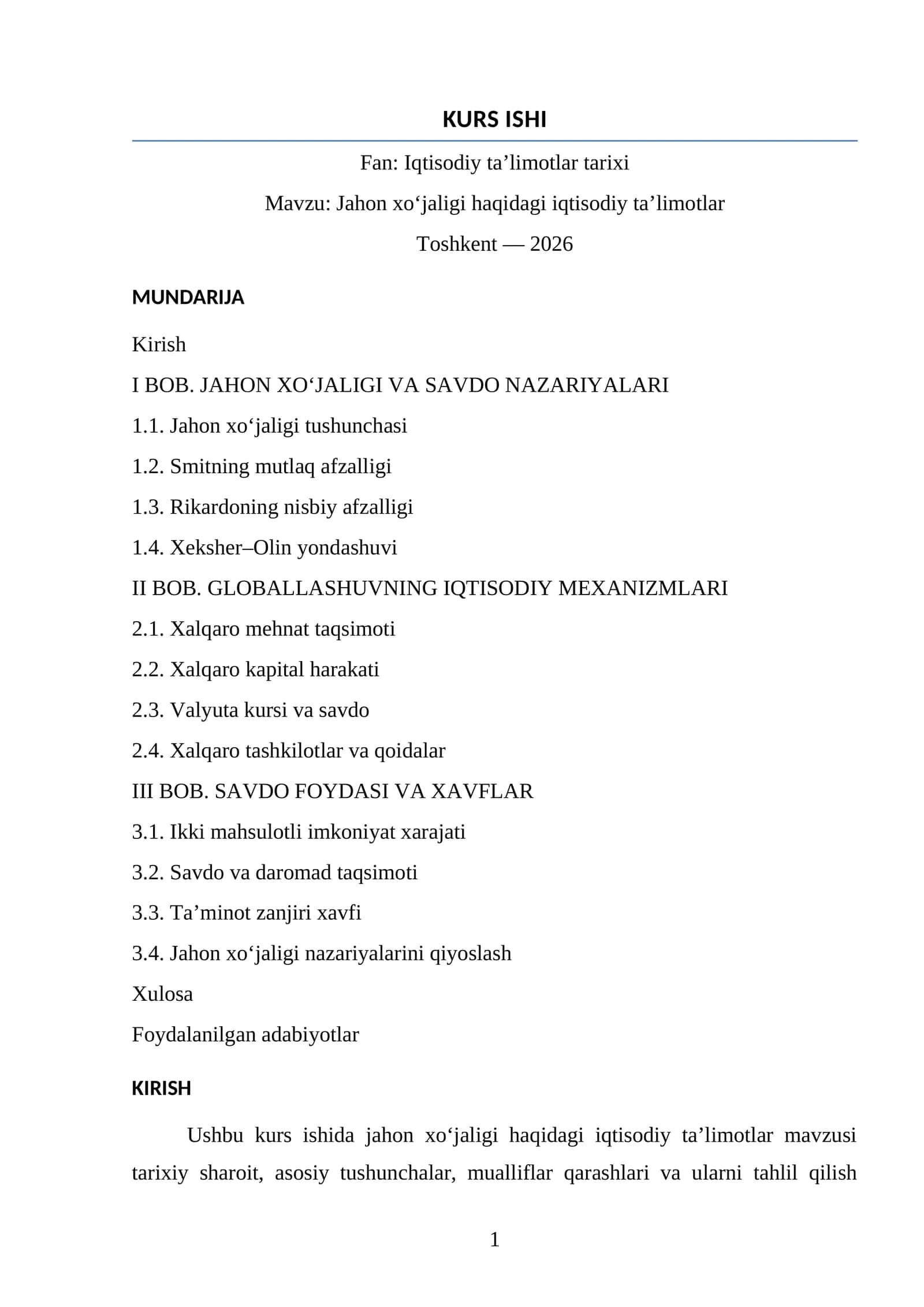 Iqtisodiy ta’limotlar tarixi 1