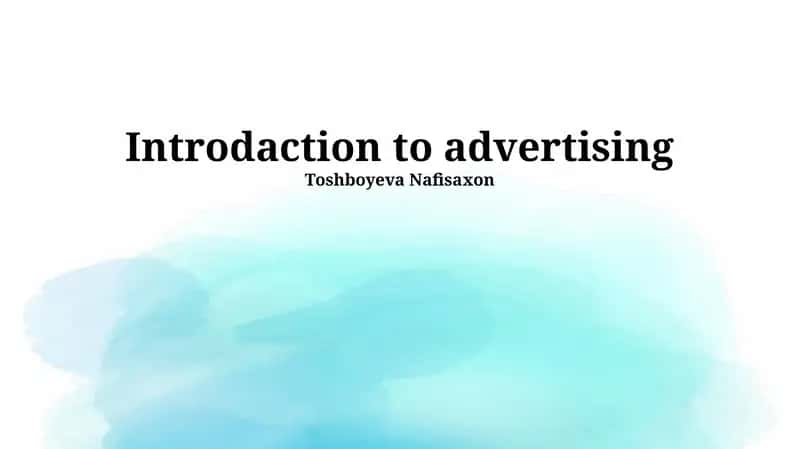 Introdaction to advertising 1
