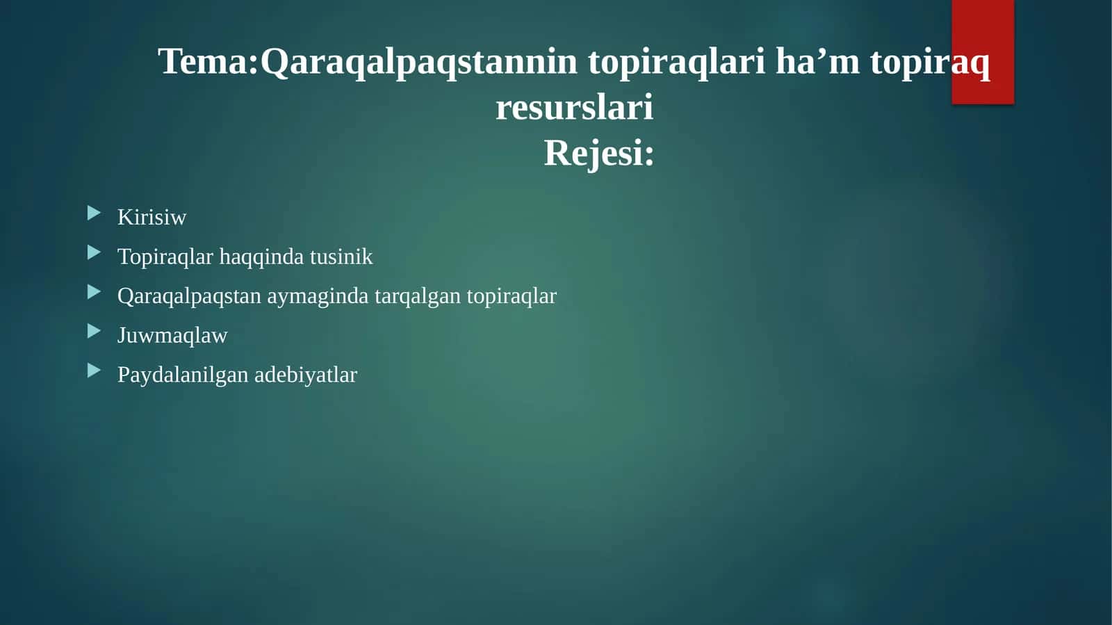Qaraqalpaqstannin topiraqlari ha’m topiraq resurslari 1