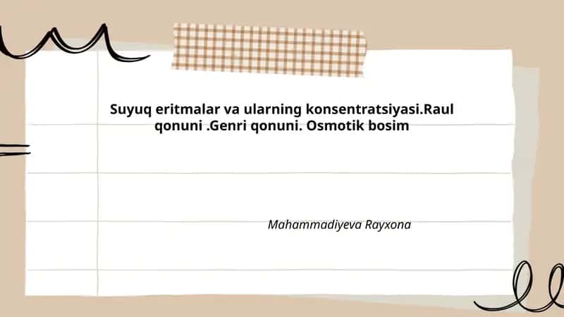 Suyuq eritmalar va ularning konsentratsiyasi 1