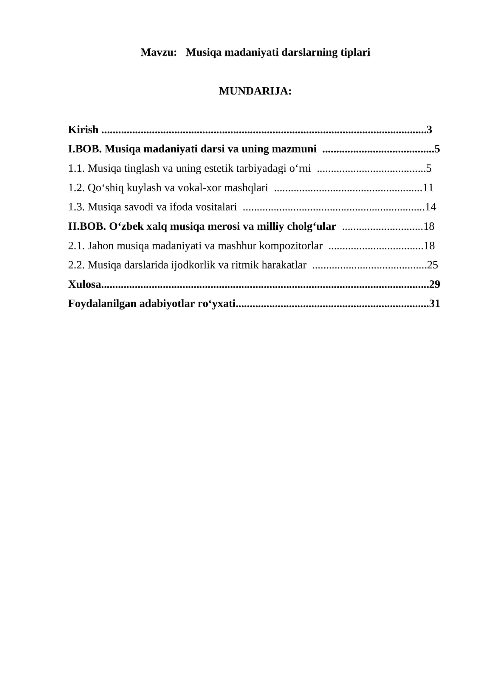 Musiqa madaniyati darslarning tiplari 1