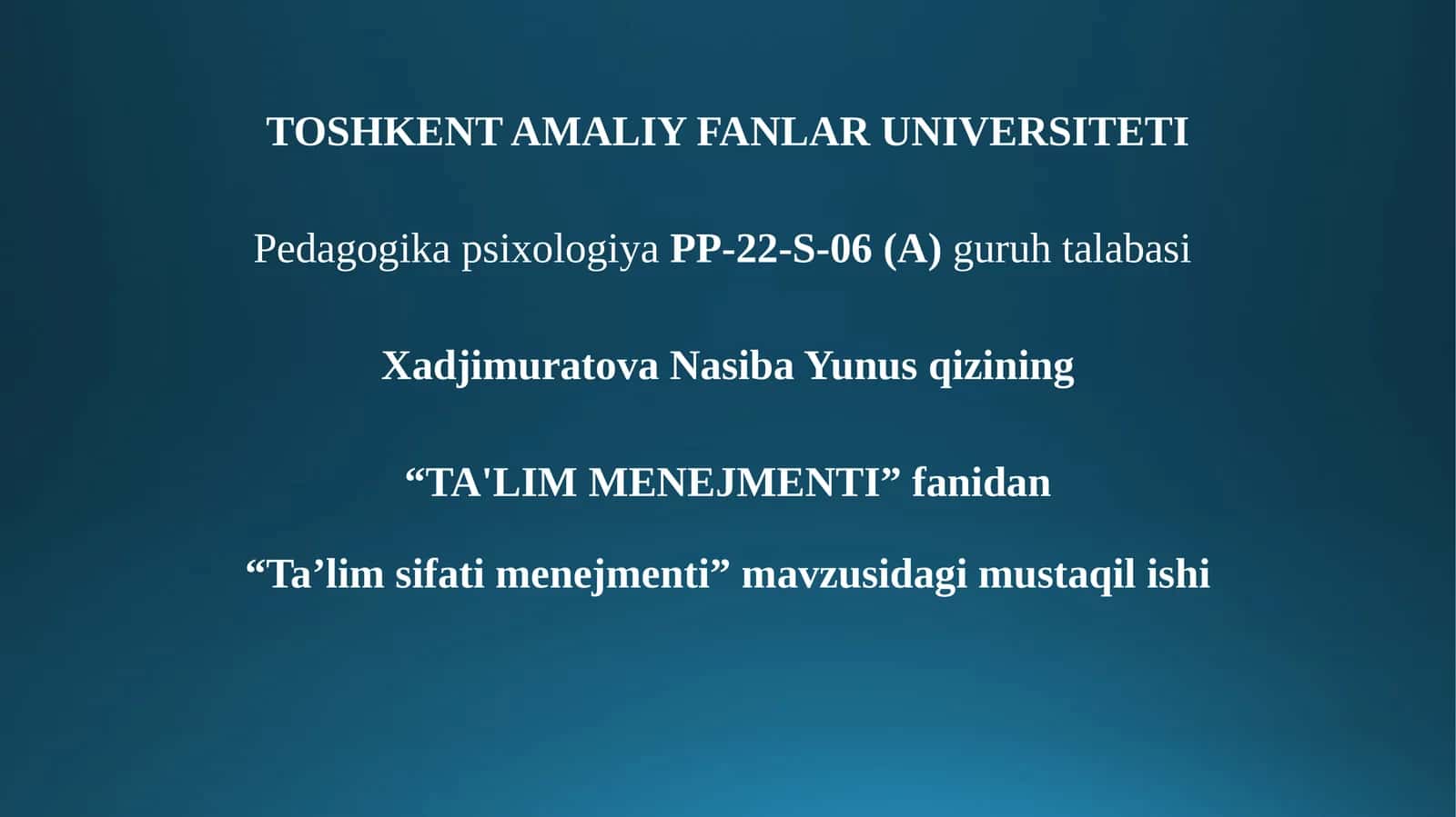 Ta'lim sifati menejmenti 1