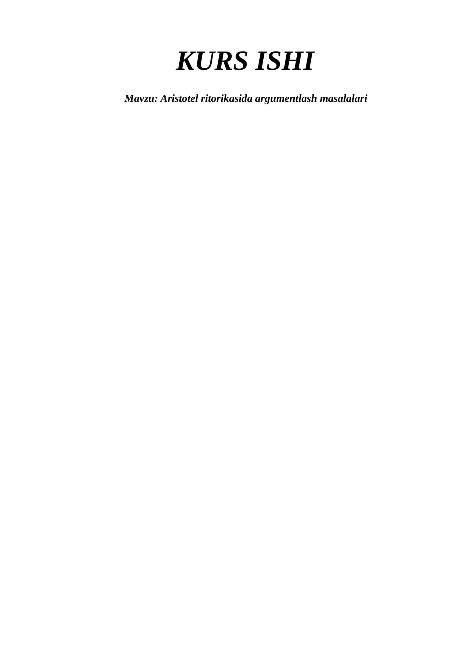 Aristotel ritorikasida argumentlash masalalari 1