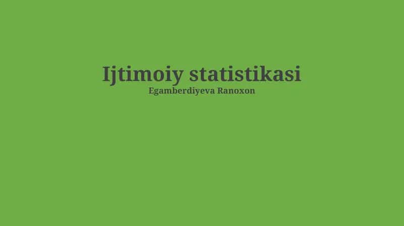 Ijtimoiy statistikasi 1