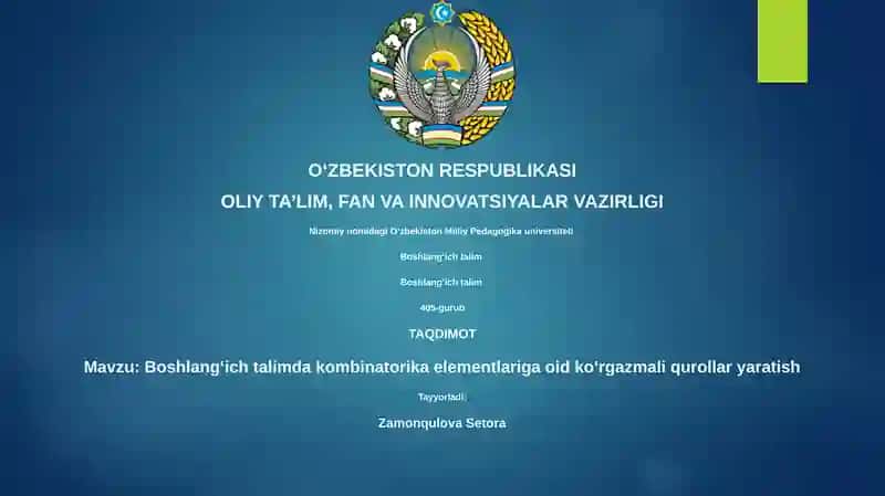 Boshlangʻich talimda kombinatorika elementlariga oid koʻrgazmali qurollar yaratish