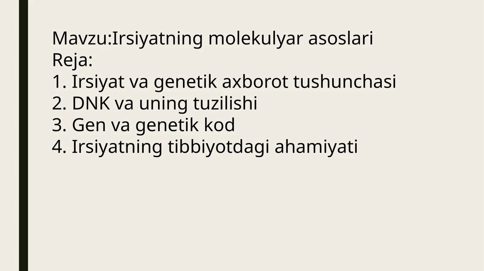 Irsiyatning molekulyar asosi 1