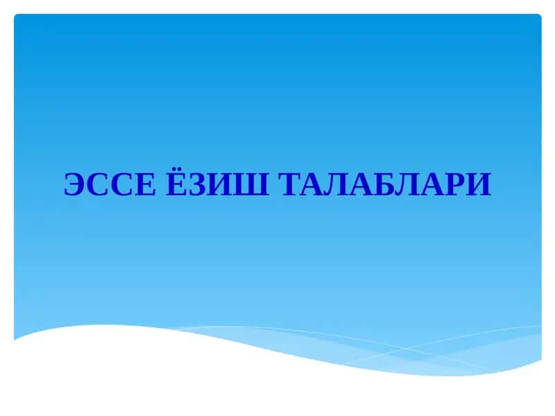 Эссе ёзиш талаблари 1