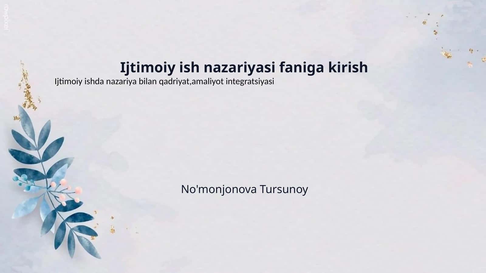 Ijtimoiy ish nazariyasi faniga kirish 1