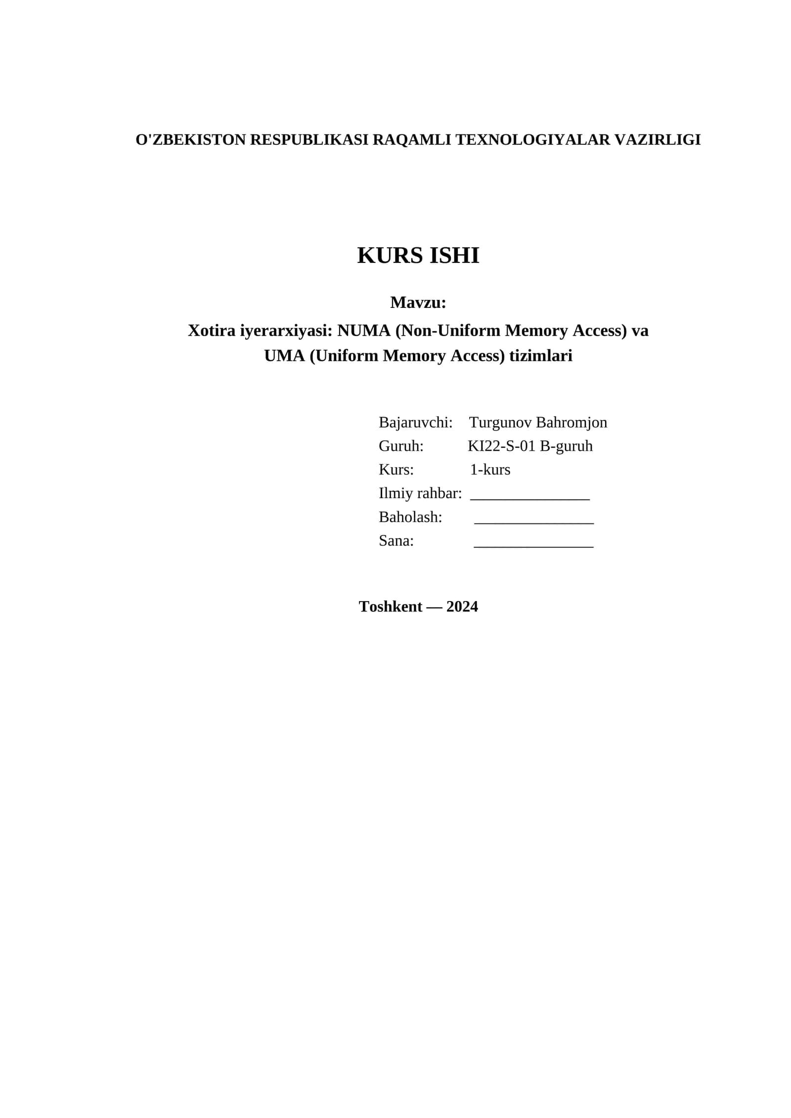 Xotira iyerarxiyasi: NUMA va UMA tizimlari 1