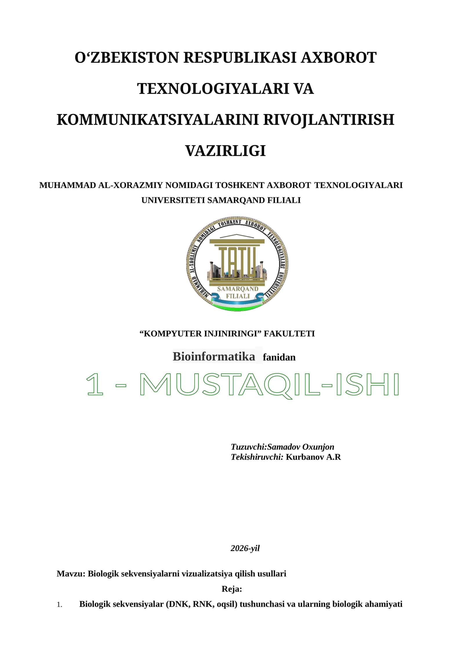 Biologik sekvensiyalarni vizualizatsiya qilish usullari 1
