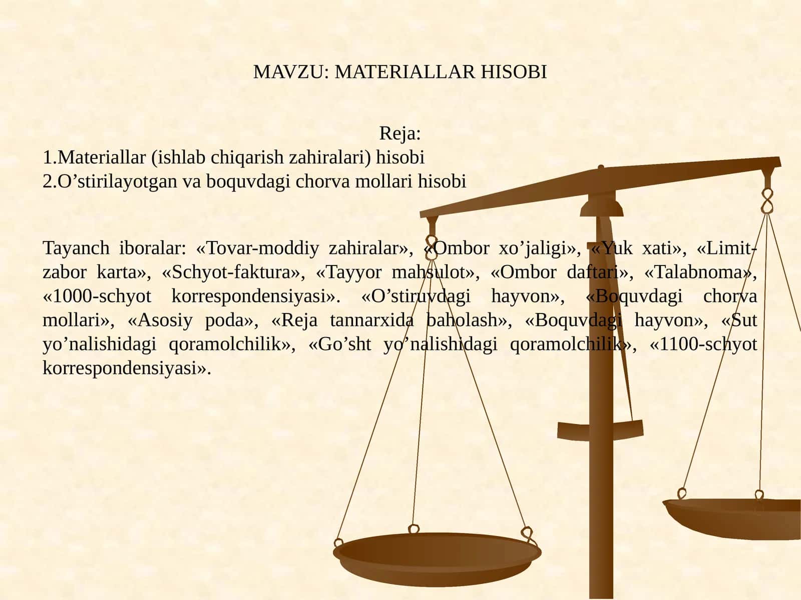MATERIALLAR HISOBI 1