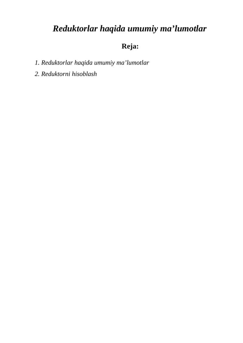 Reduktorlar 1