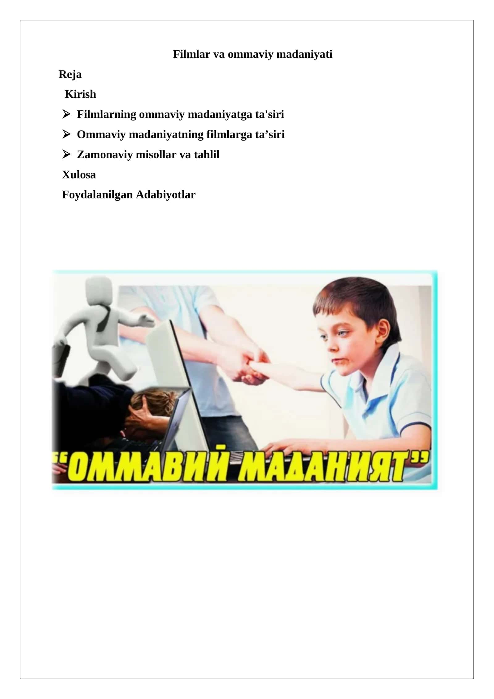 Filmlar va ommaviy madaniyati 1