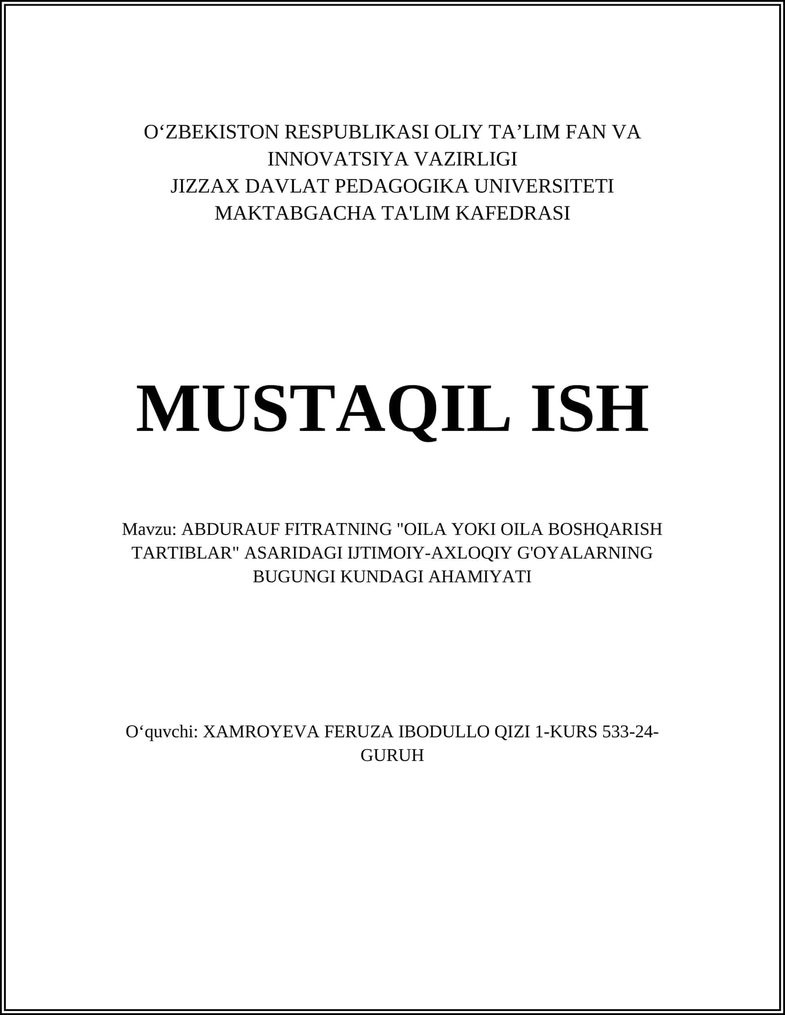 Oila boshqarishning zamonaviy usullari 1