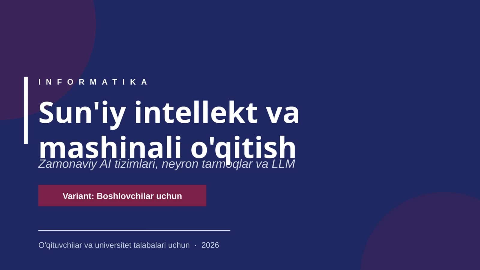 Sun'iy intellekt va mashinali o'qitish 1