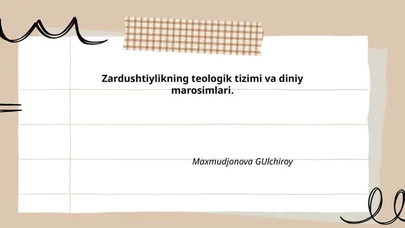 Zardushtiylikning teologik tizimi va diniy marosimlari 1
