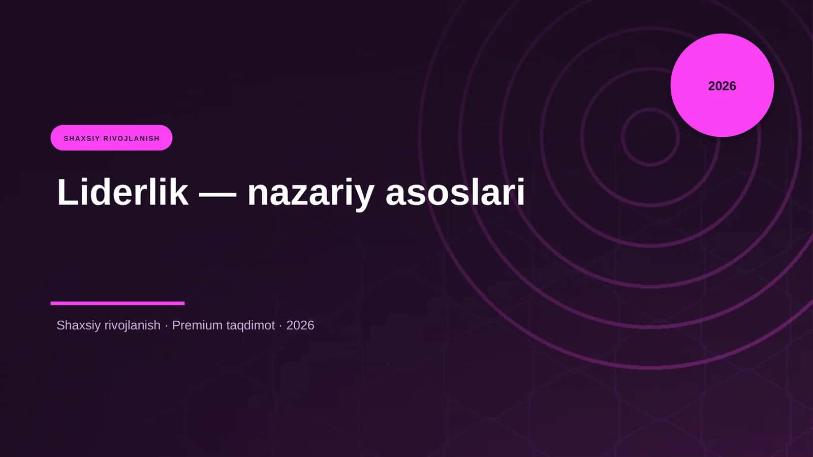 Liderlik — nazariy asoslari 1