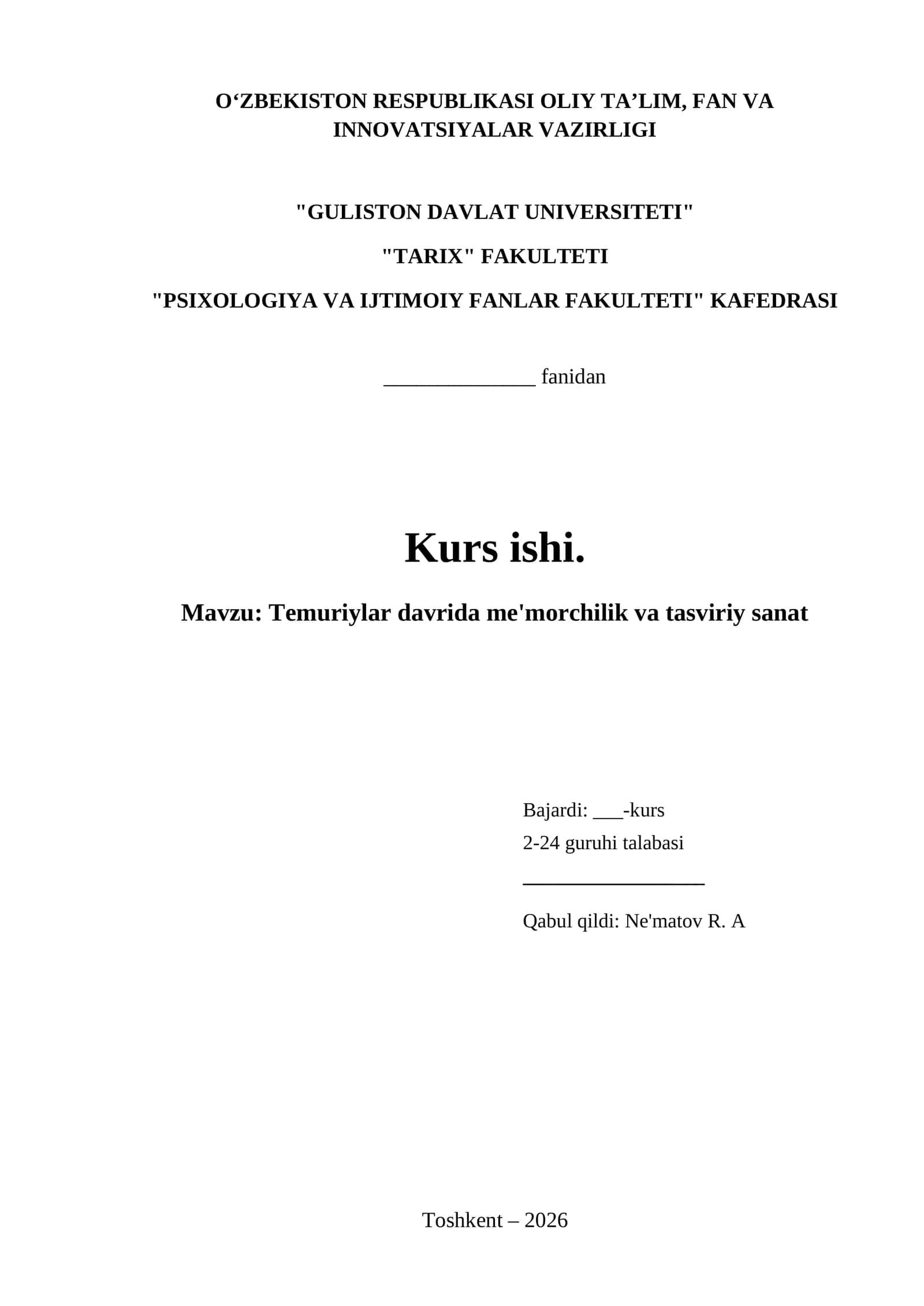 Temuriylar davrida me'morchilik va tasviriy sanat 1