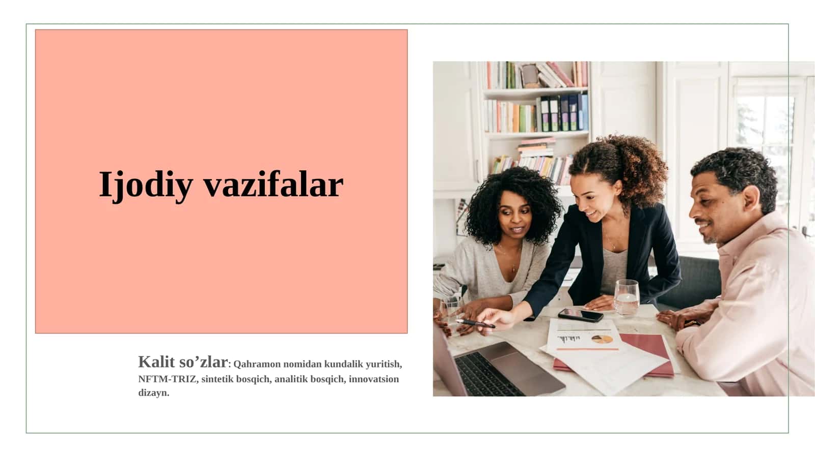 Ijodiy vazifalar tizimi 1