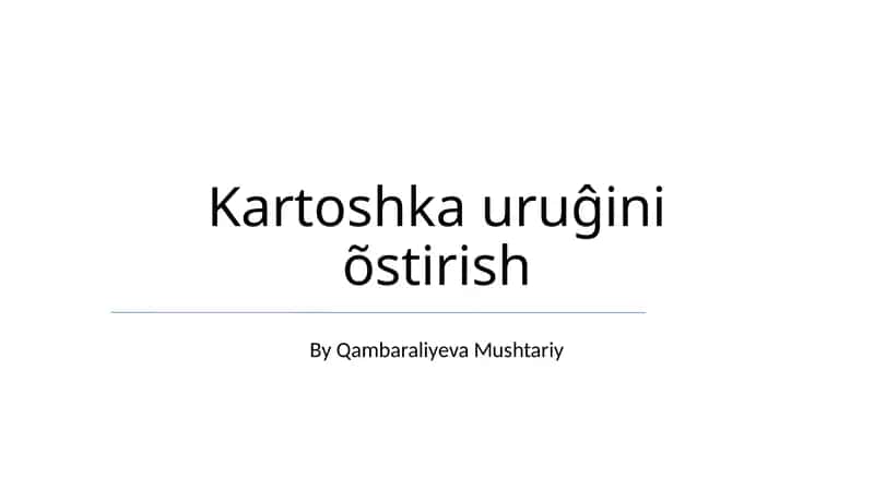 Kartoshka uruĝini õstirish 1