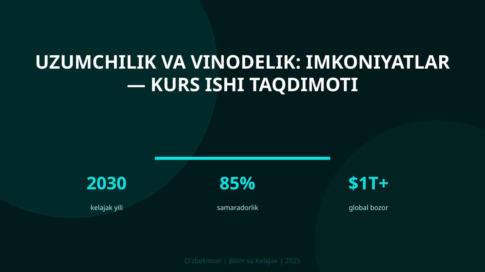 Uzumchilik va vinodelik: imkoniyatlar — kurs ishi taqdimoti 1