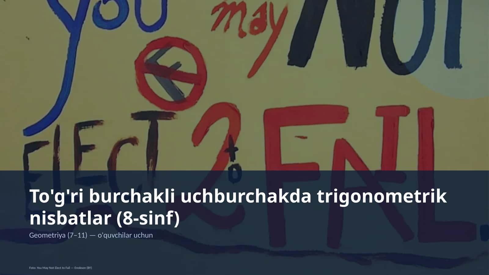 To'g'ri burchakli uchburchakda trigonometrik nisbatlar (8-sinf) 1