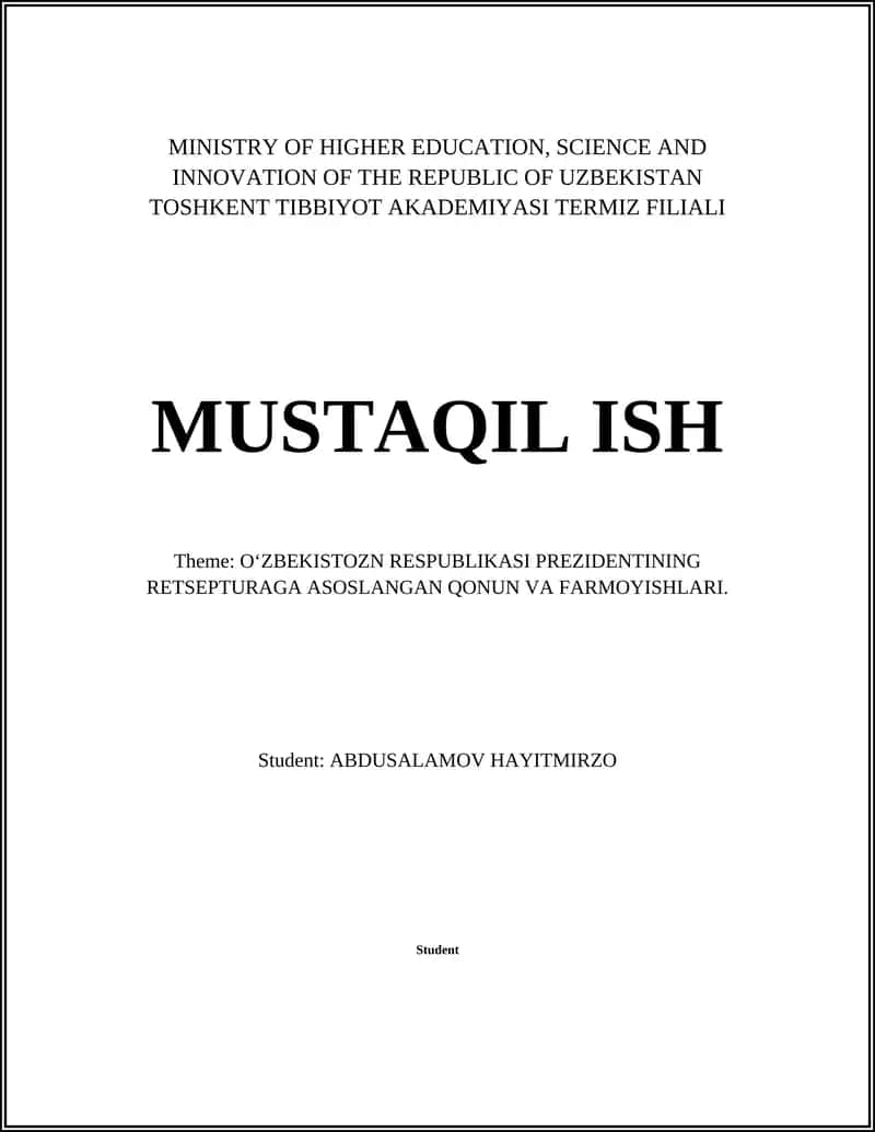 Legal Framework for Economic Reforms in Uzbekistan 1