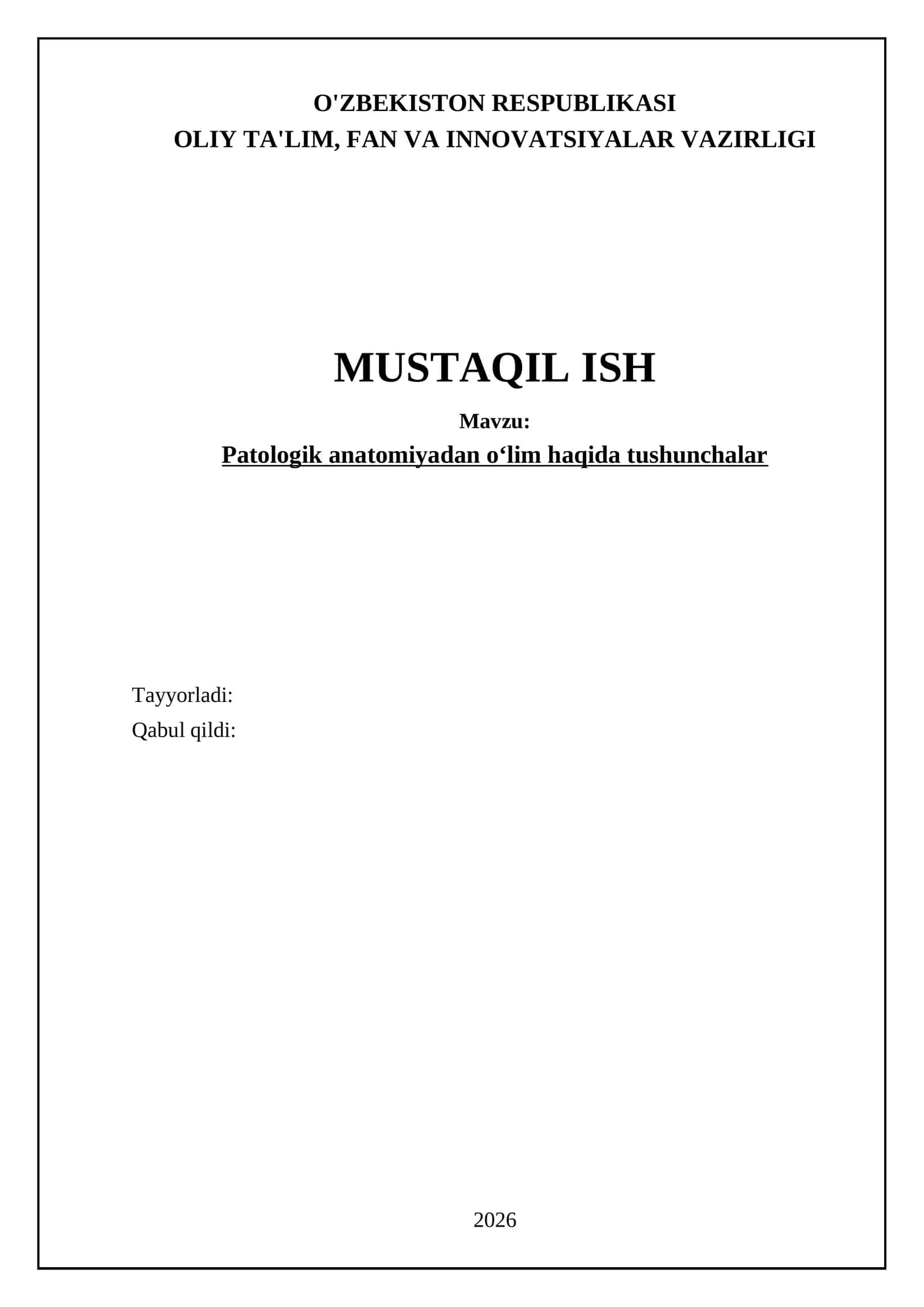 Patologik anatomiyadan oʻlim haqida tushunchalar 1