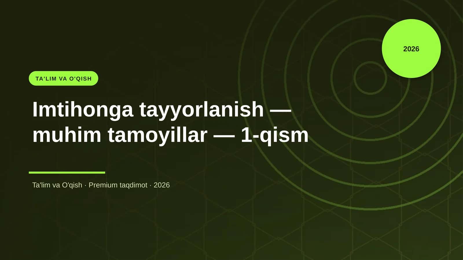 Imtihonga tayyorlanish — muhim tamoyillar — 1-qism 1