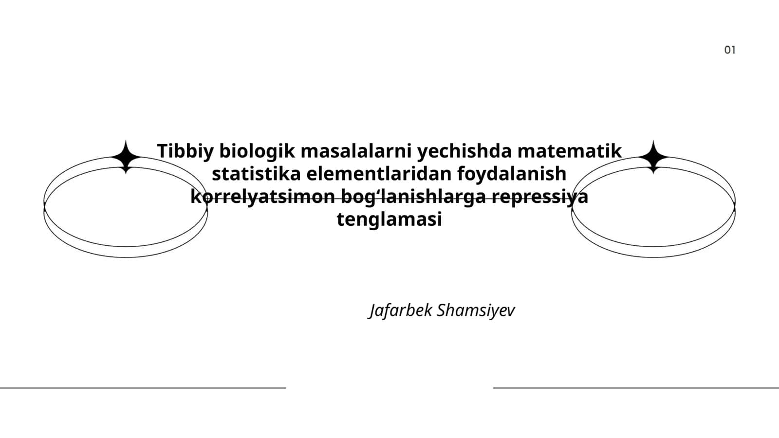 Tibbiy biologik masalalarni yechishda matematik statistika elementlaridan foydalanish korrelyatsimon bogʻlanishlarga repressiya tenglamasi 1