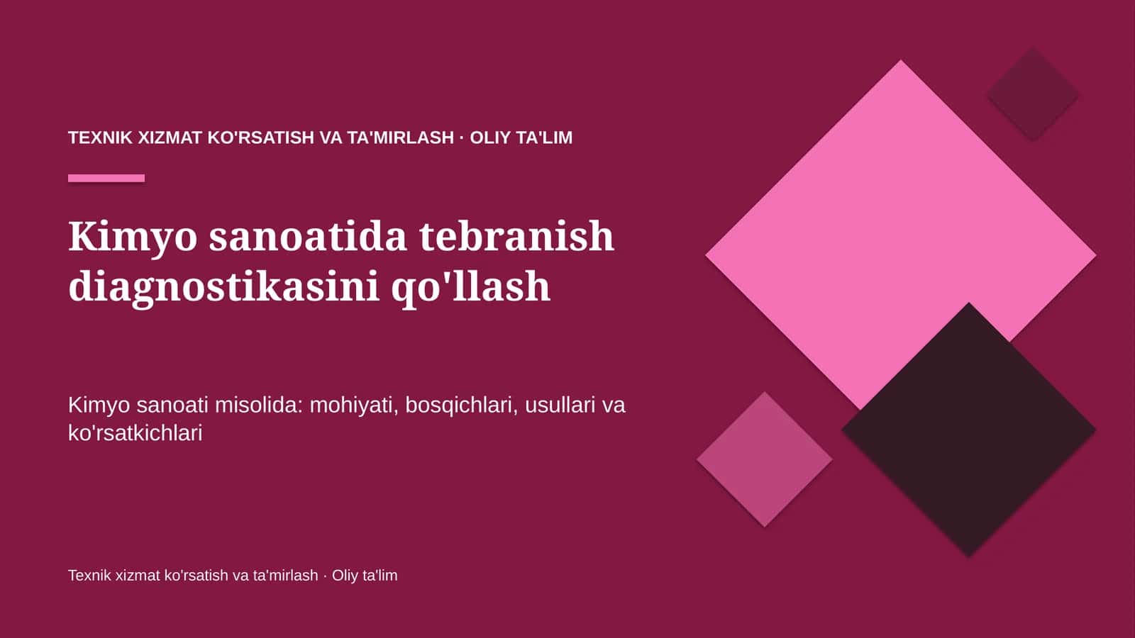 Kimyo sanoatida tebranish diagnostikasini qo'llash 1