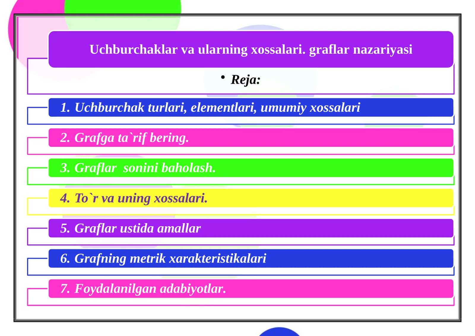 Uchburchak turlari 1