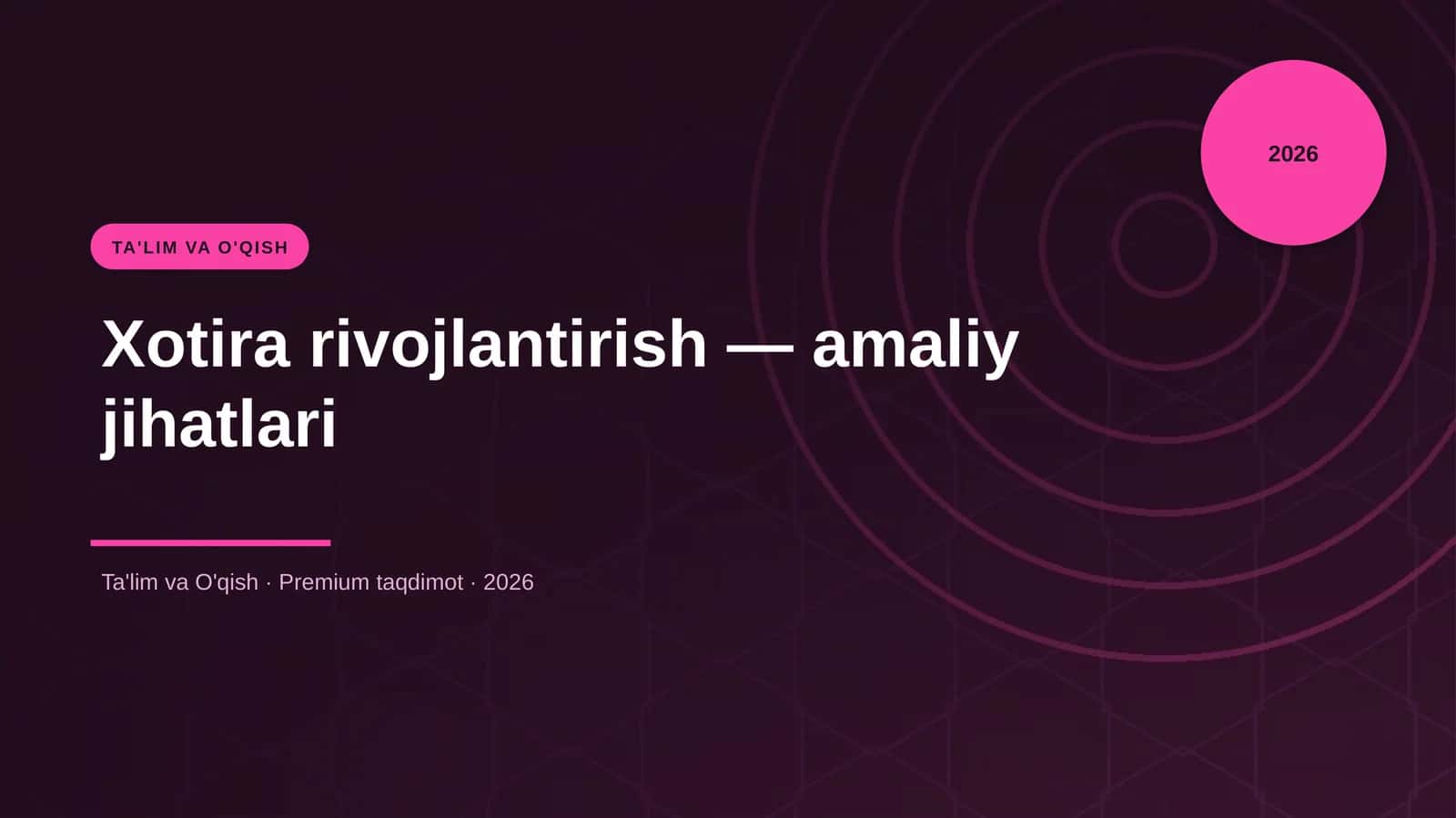 Xotira rivojlantirish — amaliy jihatlari 1