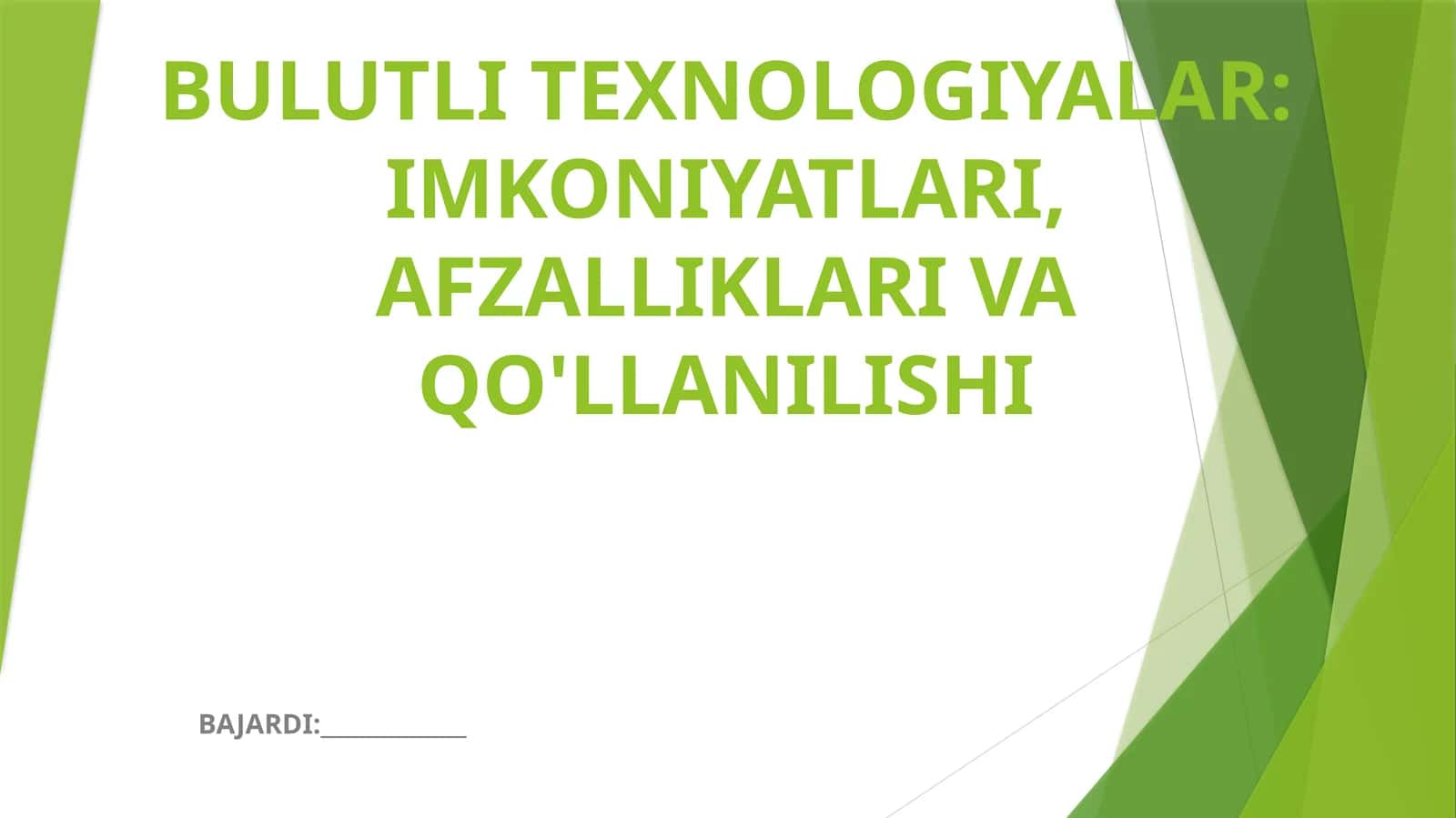 Bulutli Texnologiyalar: Imkoniyatlari, Afzalliklari va Qo'llanilishi 1