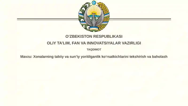 Xonalarning tabiiy va sun'iy yoritishini baholash 1