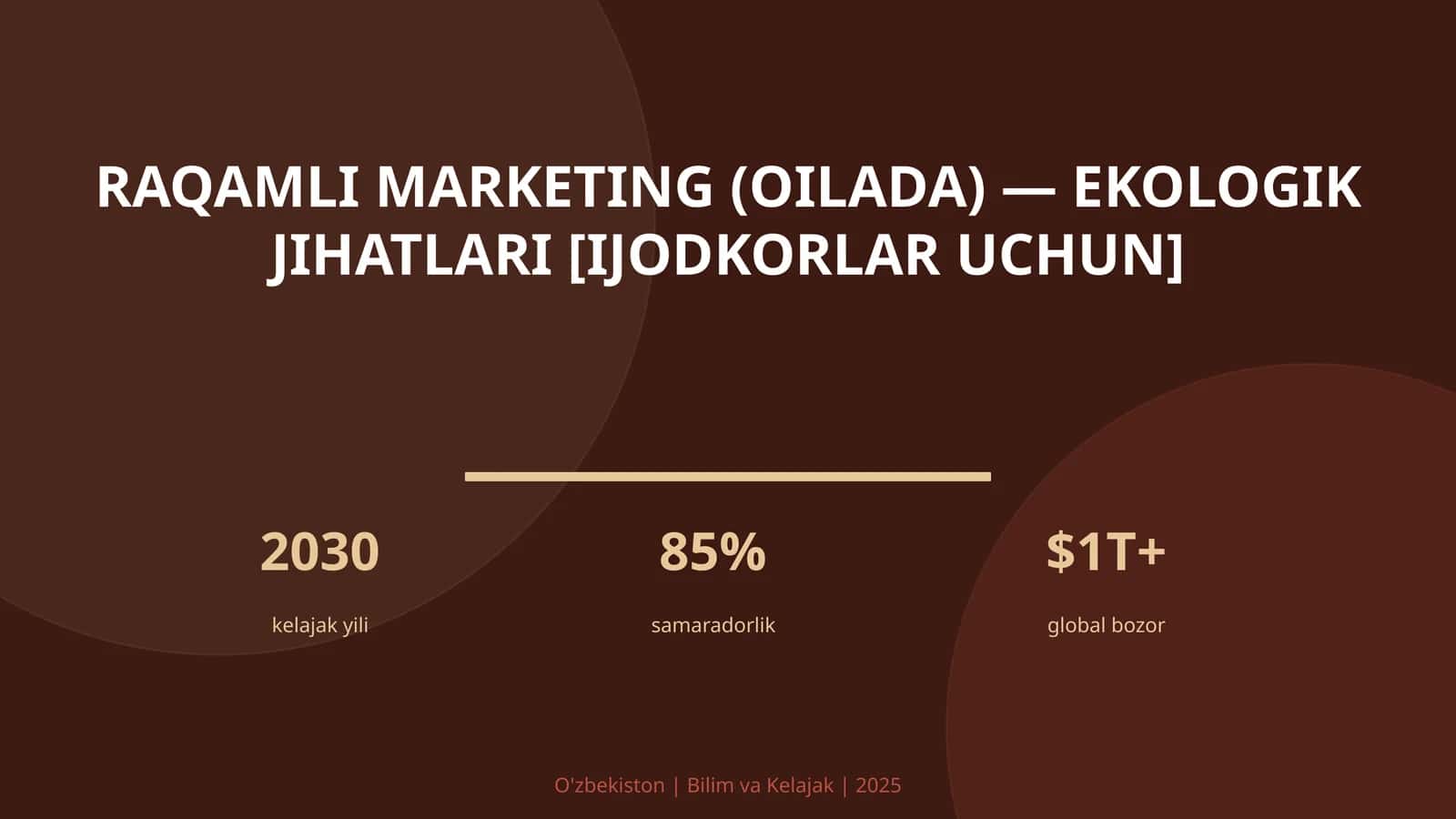 Raqamli marketing (oilada) - ekologik jihatlari [ijodkorlar uchun] 1